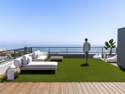 Penthouse-Wohnungen mit 2 Schlafzimmern, Dachterrasse, Meerblick, Klimaanlage und Gemeinschaftspool nur ca. 800 m vom Strand Santa Pola 03130 - immoregio.de Makler