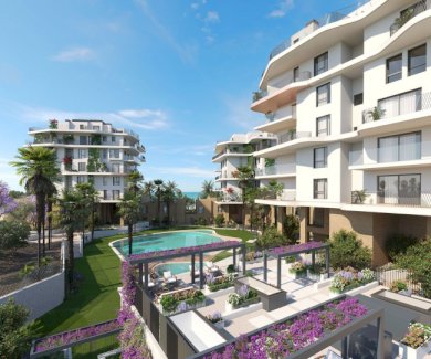 Luxus-Wohnungen mit 3 Schlafzimmern und Meerblick in Wohnanlage mit teilbeheiztem Gemeinschaftspool nur 200 m vom Strand Villajoyosa 03570 - immoregio.de Makler