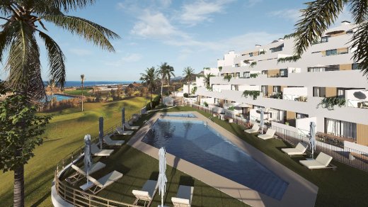 Maisonette-Wohnungen mit 3 Schlafzimmern, 2 Bädern, Klimaanlage, Meerblick und Gemeinschaftspool an dem sehr schönen Golfplatz Aguilón Golf Pulpí 04648 - immoregio.de Makler