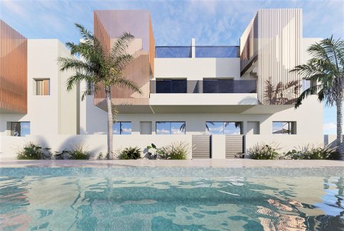 Erdgeschoss-Wohnungen mit 3 Schlafzimmern, 2 Bädern, Kfz-Stellplatz und Gemeinschaftspool Pilar de la Horadada 03190 - immoregio.de Makler