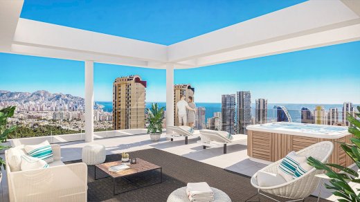 Penthouse-Wohnungen mit 4 Schlafzimmern, 2 Bädern, Gäste-WC, Klimaanlage, Fußbodenheizung, Kfz-Stellplatz und Meerblick Benidorm 03502 - immoregio.de Makler