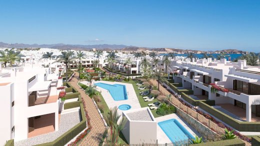 Erdgeschoss-Wohnungen mit 3 Schlafzimmern, 2 Bädern, Tiefgaragenstellplatz und Gemeinschaftspool in erster Linie am Strand San Juan de los Terreros 04648 - immoregio.de Makler