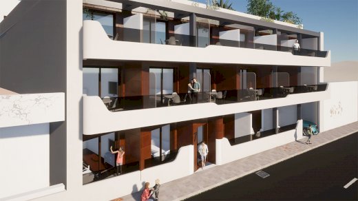 Obergeschoss-Wohnungen mit 2 Schlafzimmern, 2 Bädern, Dachterrasse, optionalem Tiefgaragenstellplatz und Gemeinschaftspool Torrevieja 03180 - immoregio.de Makler
